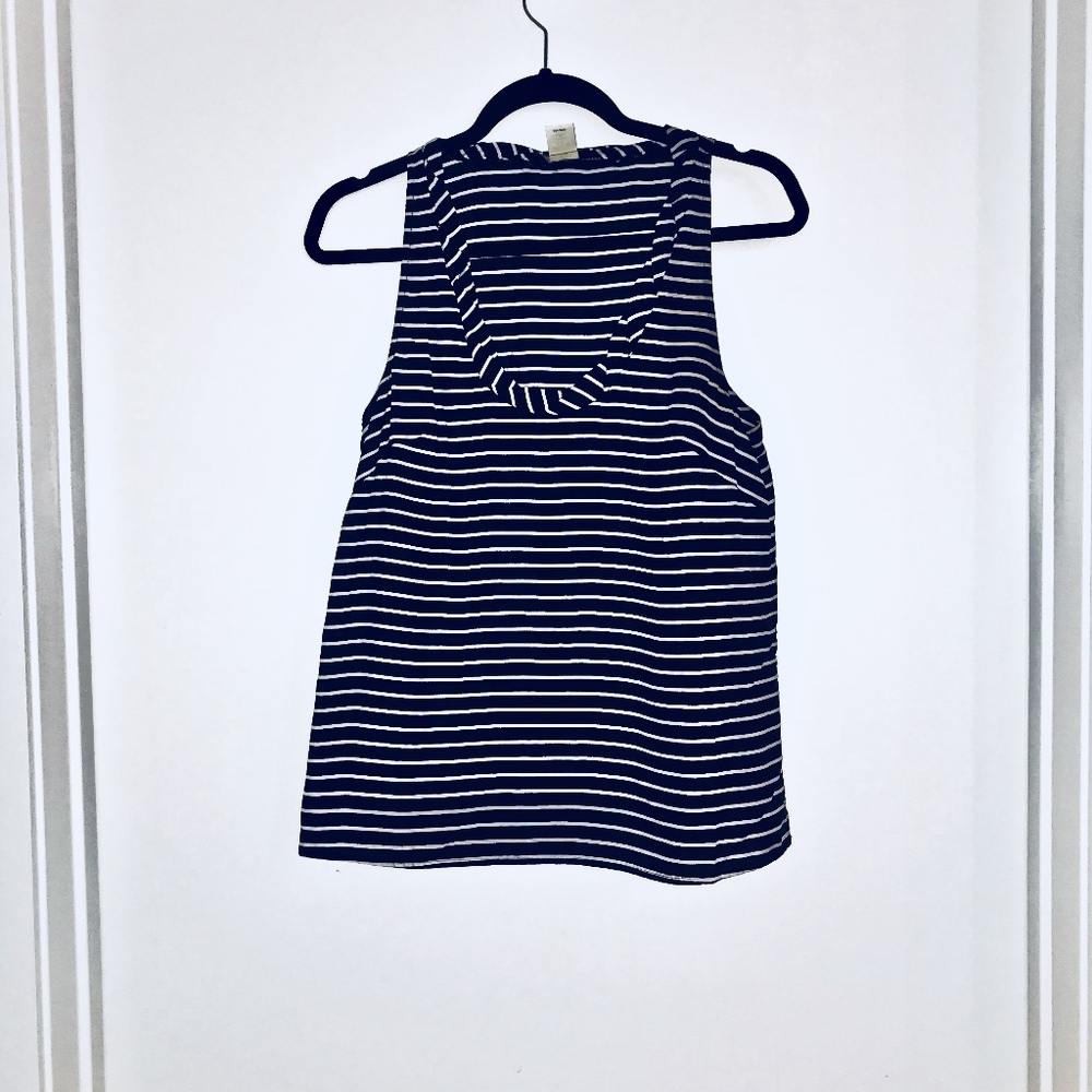 J. Crew Twyla Silk Top (Navy/White, size 6)